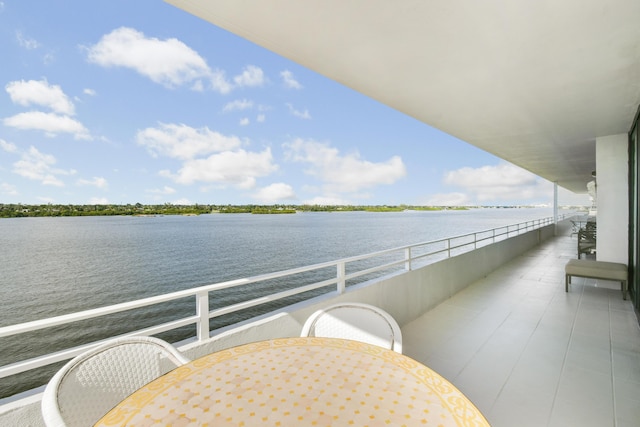 balcony with a water view