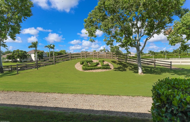 view of home's community featuring a yard and a rural view