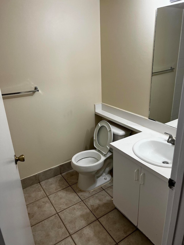 bathroom with tile patterned flooring, vanity, and toilet