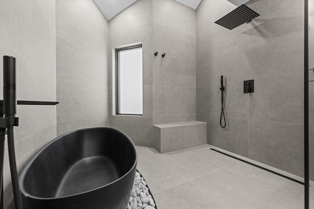 2435 Windsor Way Ct, Wellington, FL 33414 - bathroom featuring a freestanding bath and a tile shower