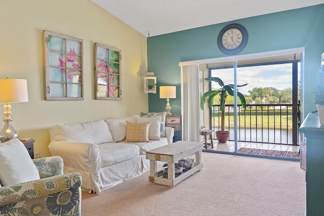 living room with carpet flooring