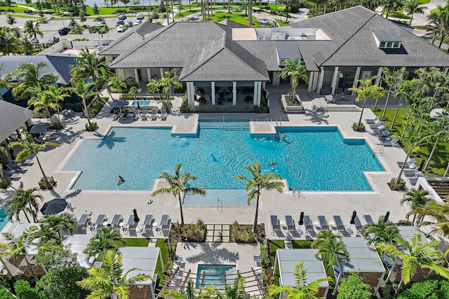 view of pool featuring a patio