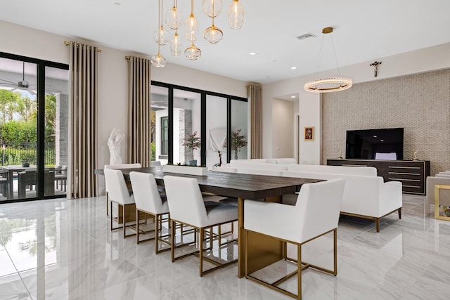 dining room with an inviting chandelier