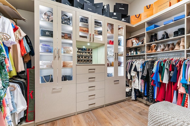 spacious closet with light wood-type flooring