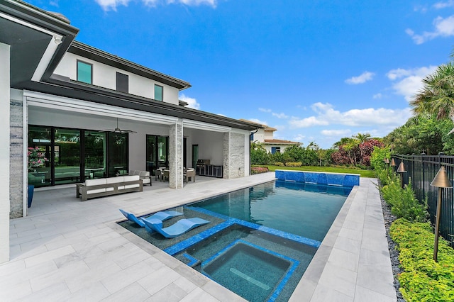 view of pool featuring a patio and an outdoor hangout area