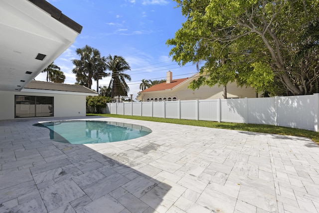 view of pool with fence, a patio, and a fenced in pool