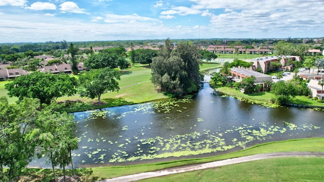 bird's eye view featuring a water view