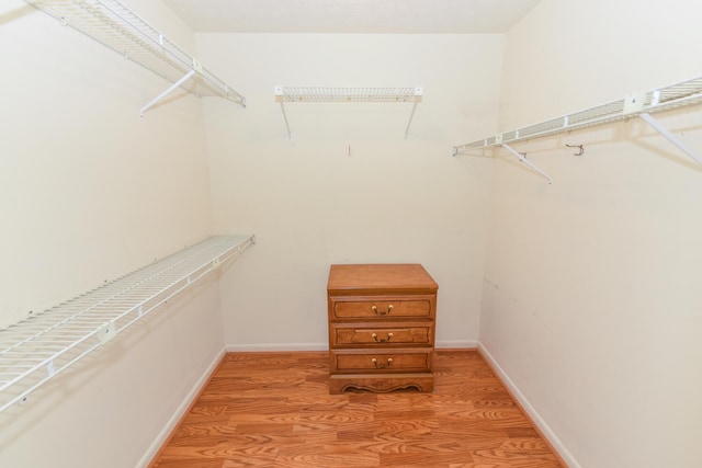 walk in closet with wood-type flooring