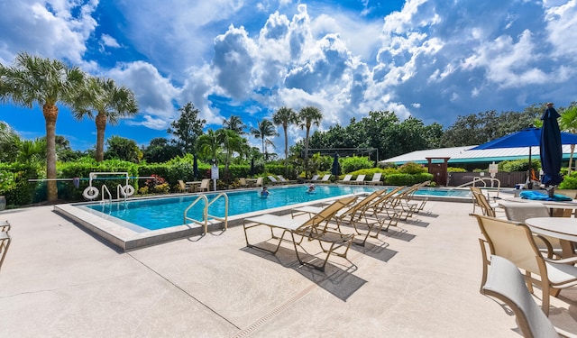 view of pool featuring a patio