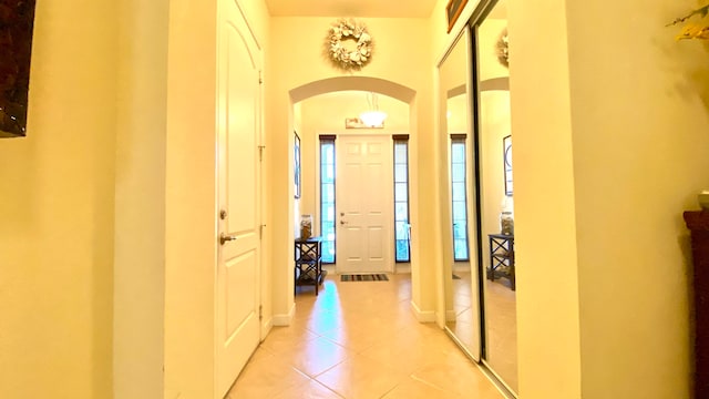 interior space featuring light tile patterned floors