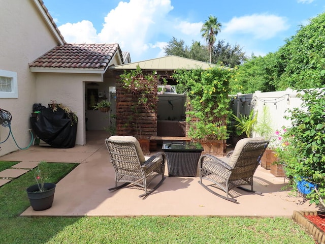 view of patio / terrace with a grill