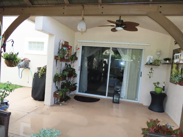 view of patio / terrace featuring ceiling fan