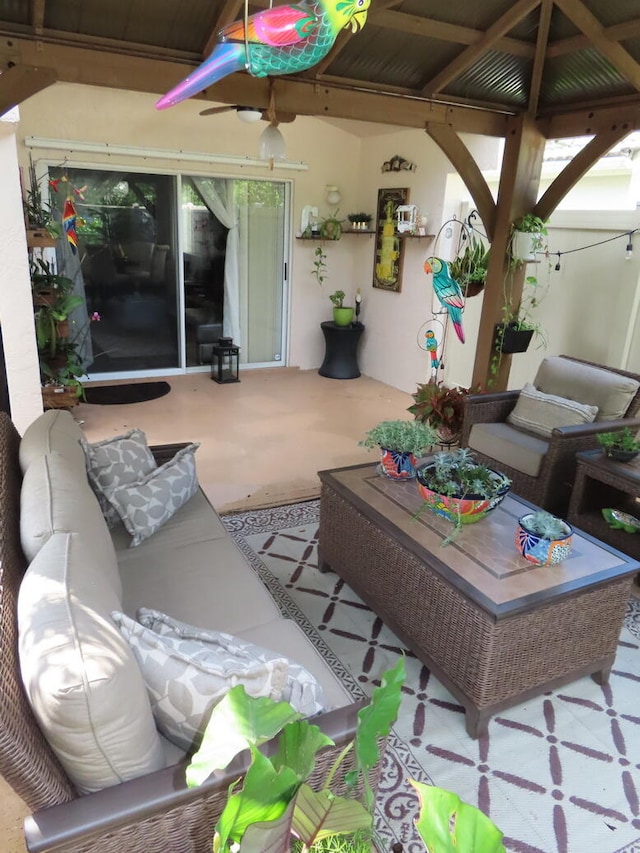 view of patio / terrace featuring a gazebo