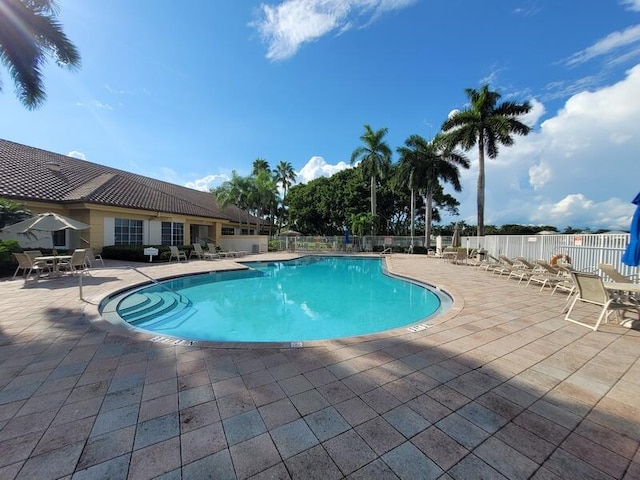 view of pool with a patio area