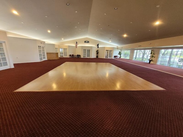 interior space featuring lofted ceiling