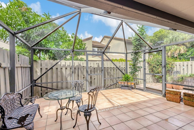 view of patio / terrace with glass enclosure