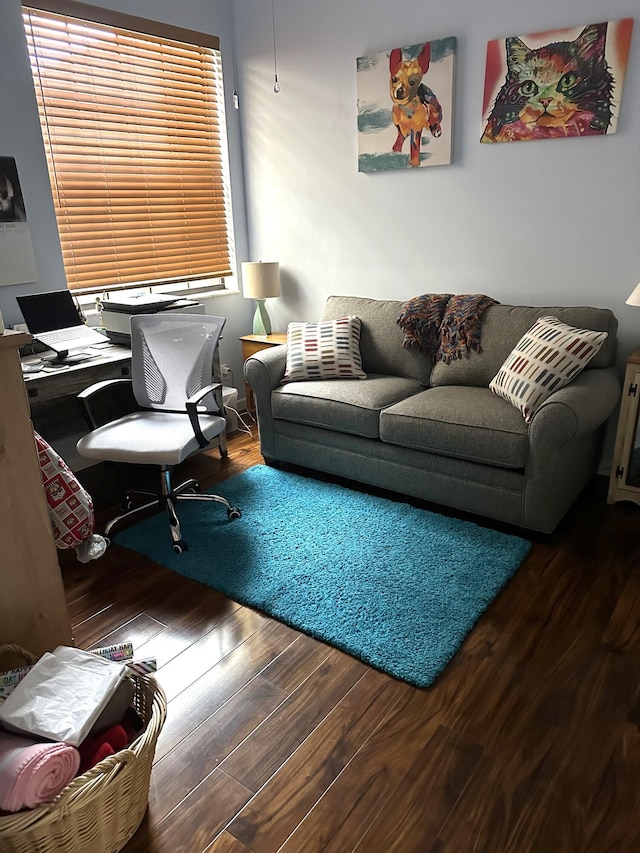 living area featuring wood finished floors