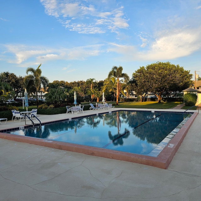 view of pool featuring a patio area