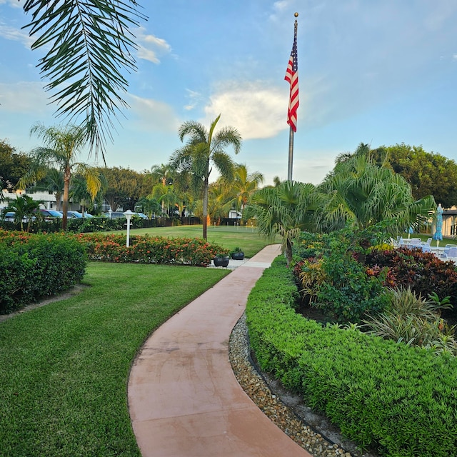 view of community featuring a yard