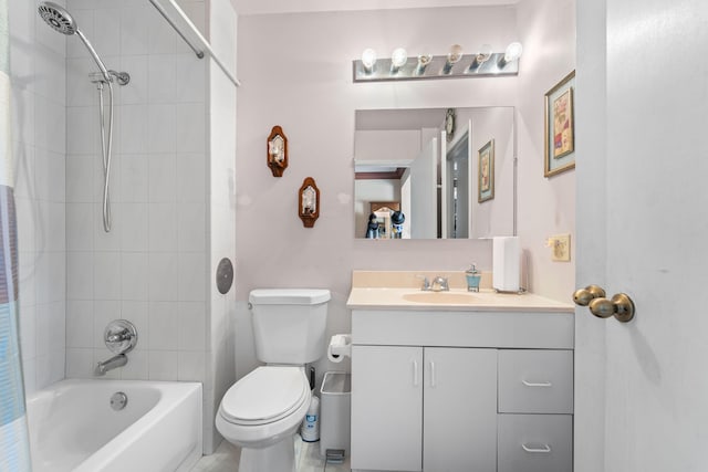 full bathroom featuring vanity, toilet, and shower / bath combo with shower curtain