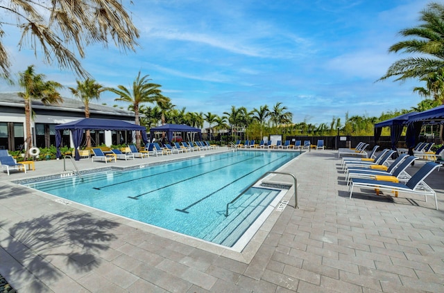 view of pool featuring a patio