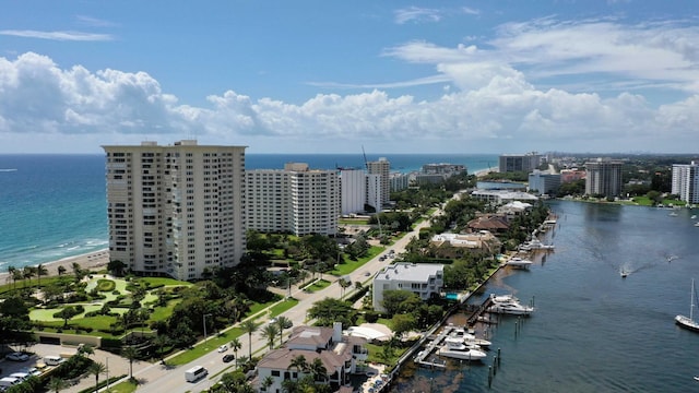 bird's eye view featuring a water view