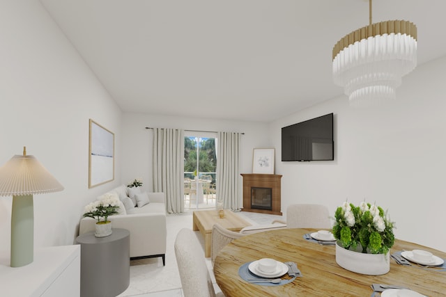 dining area with a notable chandelier