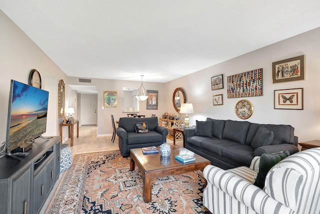 living room with light wood-type flooring