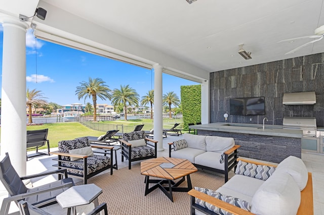 view of patio featuring grilling area, area for grilling, and outdoor lounge area