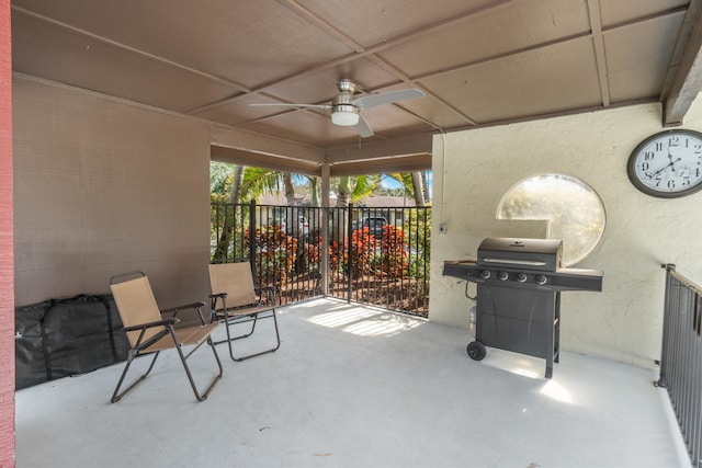 view of patio / terrace featuring grilling area and ceiling fan