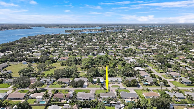 bird's eye view featuring a water view