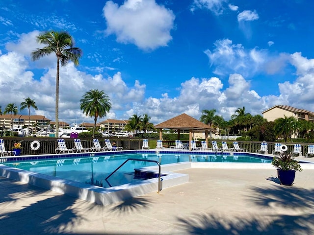 view of pool featuring a gazebo