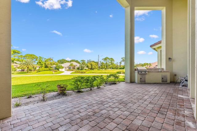 view of patio / terrace featuring area for grilling and an outdoor kitchen