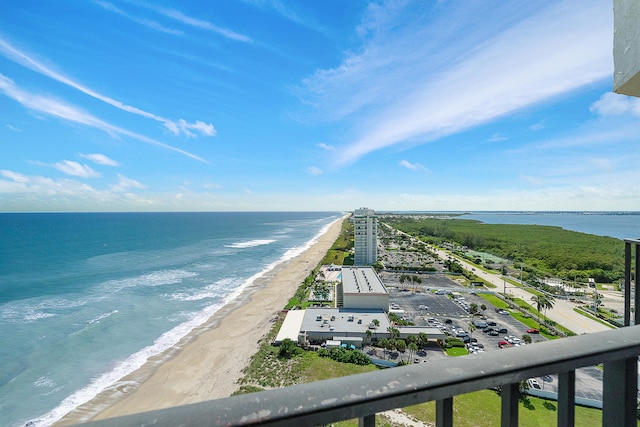 property view of water with a beach view