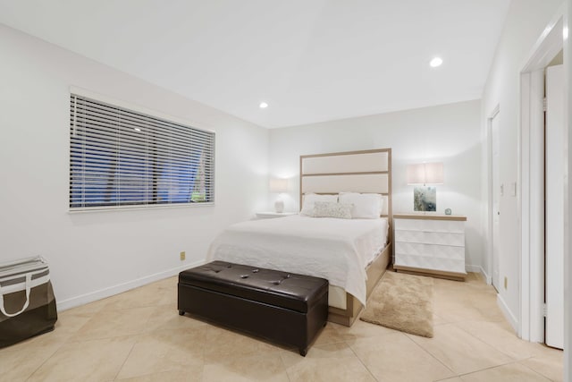 bedroom featuring light tile patterned floors