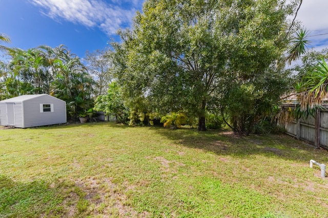 view of yard featuring a shed