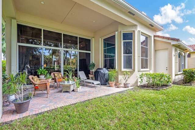 view of patio / terrace with a grill