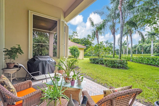 view of patio featuring grilling area