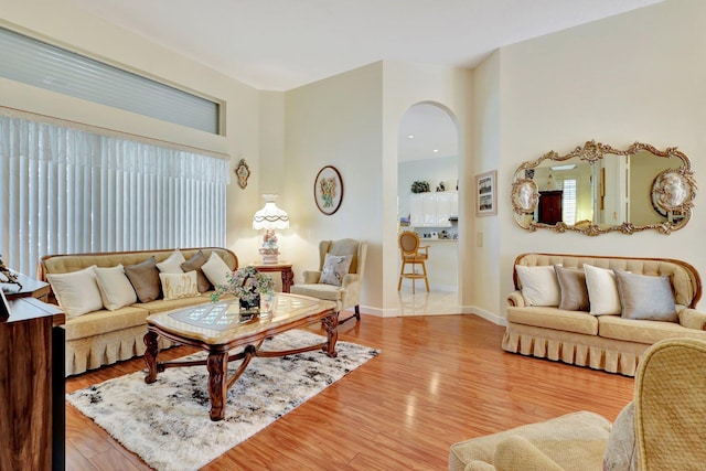 living room with hardwood / wood-style floors