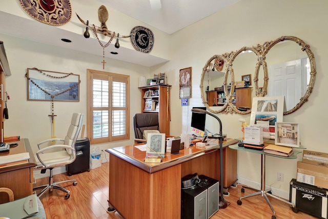 office space featuring light wood-type flooring