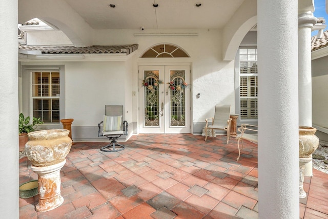 doorway to property with french doors