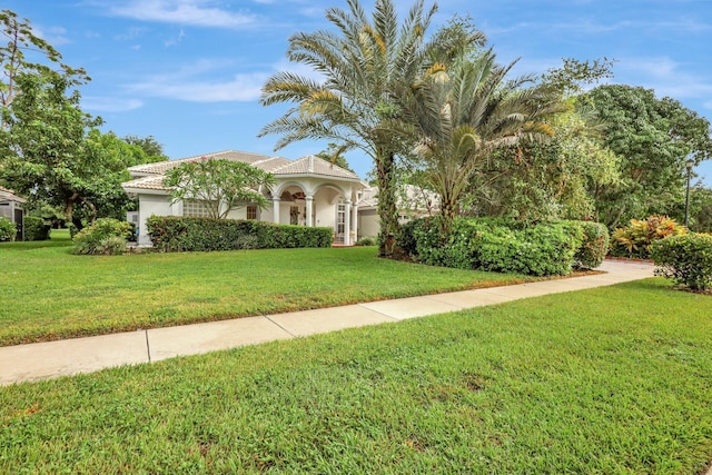 view of front of home featuring a front yard