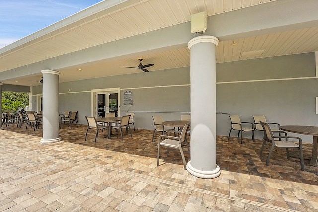 view of patio / terrace featuring ceiling fan