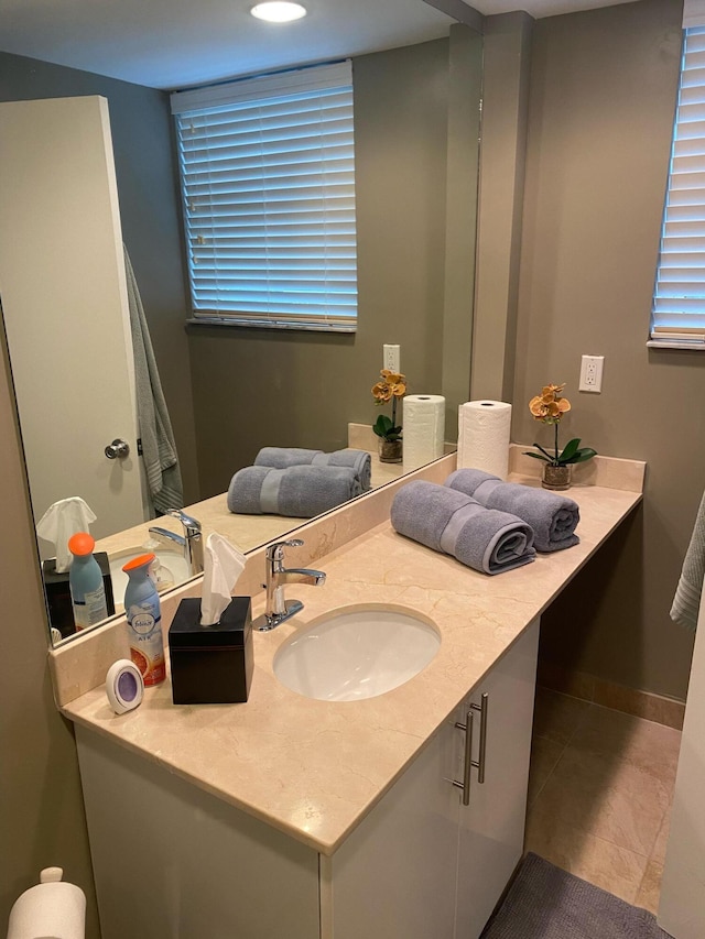 bathroom featuring vanity and tile patterned floors