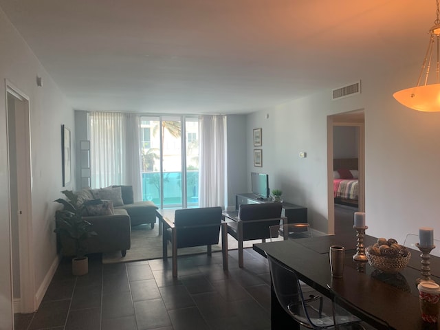 view of tiled living room