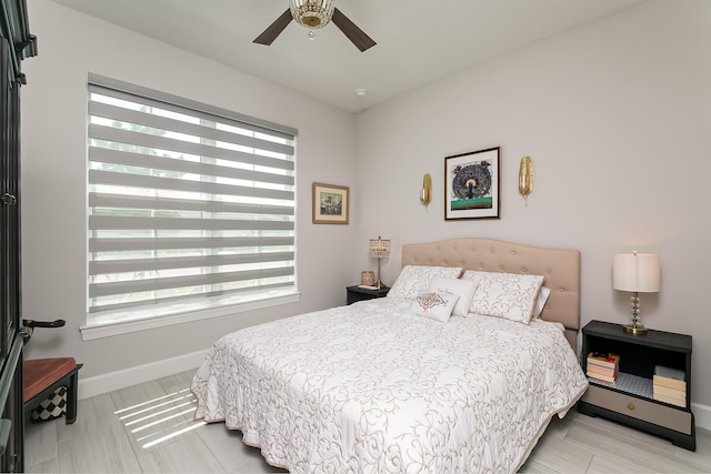 bedroom featuring ceiling fan