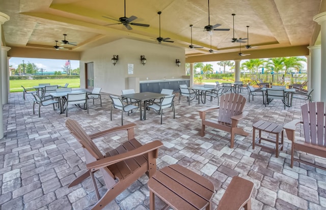 view of patio with ceiling fan