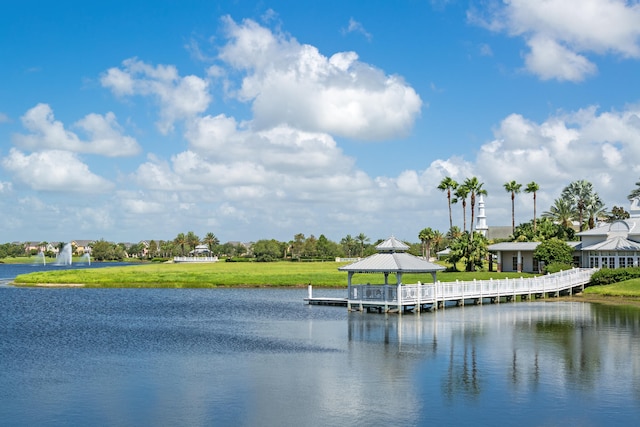 view of water feature featuring a gazebo