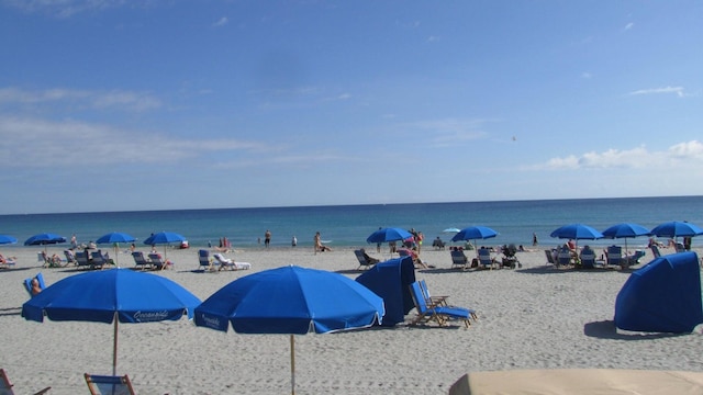 view of water feature featuring a view of the beach