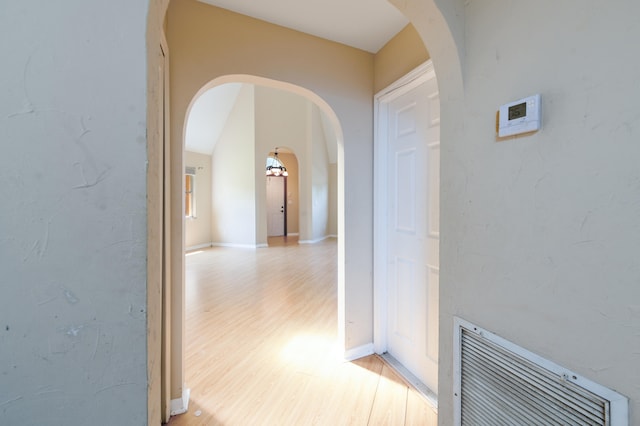 hall featuring light hardwood / wood-style flooring